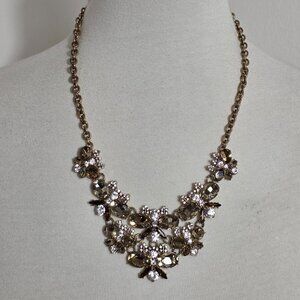 Banana Republic Bib Necklace Gold Tone with Mix of White & Champaign Crystals